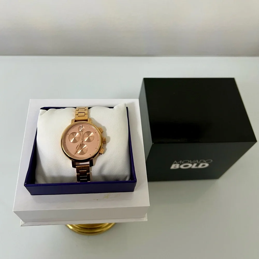 Movado Bold Rose Gold Chronograph Women Watch